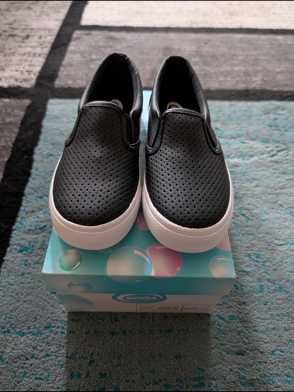 Soda Black Slip-On Perforated Casual Sneakers